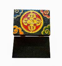 Buddhist Wooden Box With [conch Shell] Design, Tibetan Style With Traditional Colors