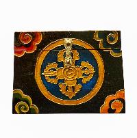 Buddhist Wooden Box With [double Dorje], Tibetan Style With Traditional Colors