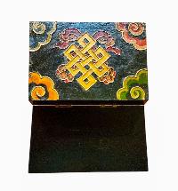 Buddhist Wooden Box With [double Dorje], Tibetan Style With Traditional Colors