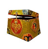 Buddhist Wooden Box With [double Dorje], Tibetan Style With Traditional Colors