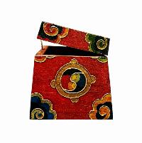 Buddhist Wooden Box With [double Dorje], Tibetan Style With Traditional Colors
