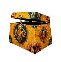 Buddhist Wooden Box With [double Dorje], Tibetan Style With Traditional Colors