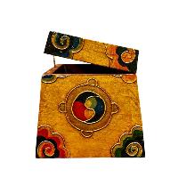 Buddhist Wooden Box With [double Dorje], Tibetan Style With Traditional Colors