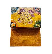 Buddhist Wooden Box With [double Dorje], Tibetan Style With Traditional Colors