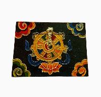 Buddhist Wooden Box With [ashtamangala] Design, Tibetan Style With Traditional Colors