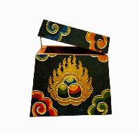 Buddhist Wooden Box With [ashtamangala] Design, Tibetan Style With Traditional Colors