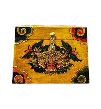 Buddhist Wooden Box With [cheppu] Design, Tibetan Style With Traditional Colors