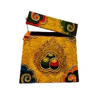 Buddhist Wooden Box With [cheppu] Design, Tibetan Style With Traditional Colors