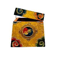 Buddhist Wooden Box With [conch Shell] Design, Tibetan Style With Traditional Colors
