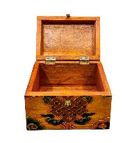 Buddhist Wooden Box With [infinity Knot] Design, Tibetan Style With Traditional Colors
