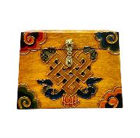 Buddhist Wooden Box With [infinity Knot] Design, Tibetan Style With Traditional Colors
