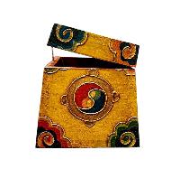 Buddhist Wooden Box With [infinity Knot] Design, Tibetan Style With Traditional Colors