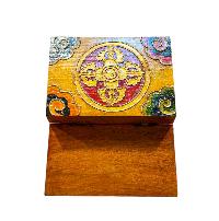 Buddhist Wooden Box With [infinity Knot] Design, Tibetan Style With Traditional Colors