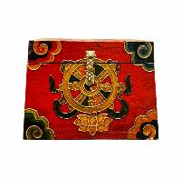 Buddhist Wooden Box With [ashtamangala] Design, Tibetan Style With Traditional Colors