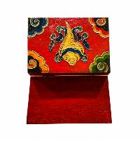 Buddhist Wooden Box With [ashtamangala] Design, Tibetan Style With Traditional Colors