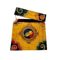Buddhist Wooden Box With [lotus] Design, Tibetan Style With Traditional Colors