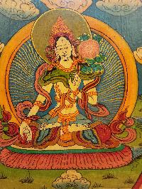 Wooden Thangka Or Wall Hanging Of [white Tara], [natural Colour Finishing], Hand Painted