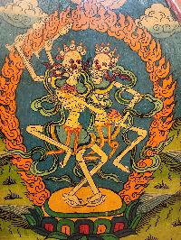 Wooden Thangka Or Wall Hanging Of [citipati], [natural Colour Finishing], Hand Painted