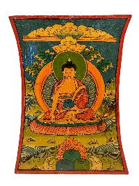 Wooden Thangka Or Wall Hanging Of [shakyamuni Buddha], [natural Colour Finishing], Hand Painted