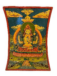 Wooden Thangka Or Wall Hanging Of [chenrezig], [natural Colour Finishing], Hand Painted