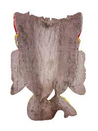 [ganesh], Handmade Wooden Mask, Wall Hanging, [thangka Color Finishing], Poplar Wood