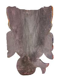 [ganesh], Handmade Wooden Mask, Wall Hanging, [thangka Color Finishing], Poplar Wood