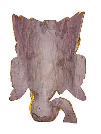 [ganesh], Handmade Wooden Mask, Wall Hanging, [thangka Color Finishing], Poplar Wood