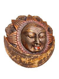 [sun And Moon] Design Wooden Mask For Decorative Wall Hangings, [painted], Poplar Wood