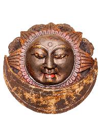 [sun And Moon] Design Wooden Mask For Decorative Wall Hangings, [painted], Poplar Wood