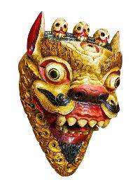 Buddhist Wooden Mask Of [snow Lion], Tibetan Style Wtih [traditional Colors], Poplar Wood