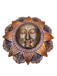 [sun And Moon] Design Wooden Mask For Decorative Wall Hangings, [painted], Poplar Wood