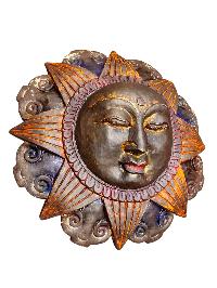 [sun And Moon] Design Wooden Mask For Decorative Wall Hangings, [painted], Poplar Wood