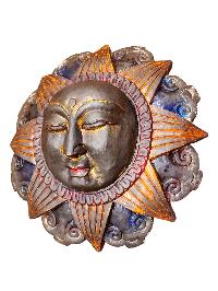 [sun And Moon] Design Wooden Mask For Decorative Wall Hangings, [painted], Poplar Wood
