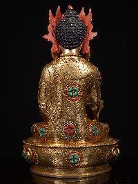 [medicine Buddha] With Crown, Buddhist Handmade Statue, [full Gold Plated], [stone Setting], [face Painted]