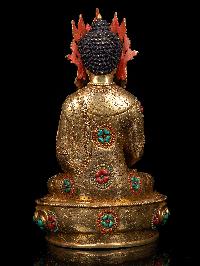[amitabha Buddha] With Crown, Buddhist Handmade Statue, [full Gold Plated], [stone Setting], [face Painted]