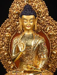 [amoghasiddhi Buddha], Buddhist Handmade Statue, [full Gold Plated], [face Painted]