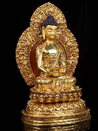 [amitabha Buddha], Buddhist Handmade Statue, [full Gold Plated], [face Painted]
