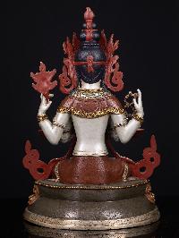 [master Quality] [chenrezig], Buddhist Handmade Statue, [partly Gold Plated], [thangka Color Finishing], [stone Setting], [face Painted]