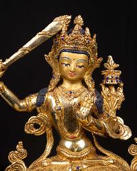 [manjushri], Buddhist Handmade Statue, [full Gold Plated], [face Painted]