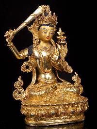 [manjushri], Buddhist Handmade Statue, [full Gold Plated], [face Painted]