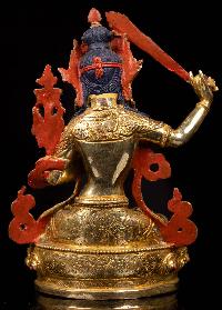 [manjushri], Buddhist Handmade Statue, [full Gold Plated], [face Painted]