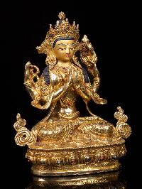 [chenrezig], Buddhist Handmade Statue, [full Gold Plated], [stone Setting], [face Painted]