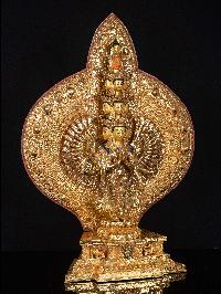 1000 Arms [sahasrabhuja Avalokitesvara], Buddhist Handmade Statue, [full Gold Plated], [face Painted]