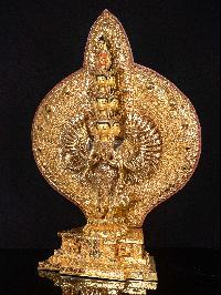 1000 Arms [sahasrabhuja Avalokitesvara], Buddhist Handmade Statue, [full Gold Plated], [face Painted]