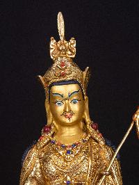 [padmasambhava], Buddhist Handmade Statue, [full Gold Plated],  [stone Setting],  [face Painted]