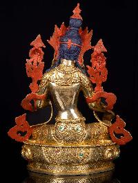 [green Tara], Buddhist Handmade Statue, [full Gold Plated],  [stone Setting],  [face Painted]