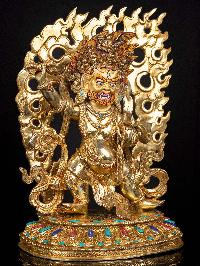 [vajrapani], Buddhist Handmade Statue, [full Gold Plated],  [stone Setting],  [face Painted]