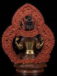 [chenrezig] With Parwa, Buddhist Handmade Statue, [partly Gold Plated], [thangka Color Finishing], [face Painted],