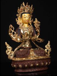 [chenrezig], Buddhist Handmade Statue, [partly Gold Plated], [face Painted]