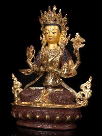 [chenrezig], Buddhist Handmade Statue, [partly Gold Plated], [face Painted]